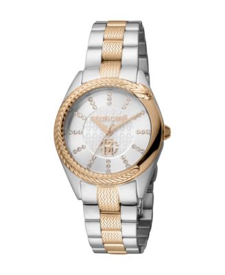 Roberto Cavalli Women's Snake Core Quartz Two Tone Stainless Steel Bracelet Watch