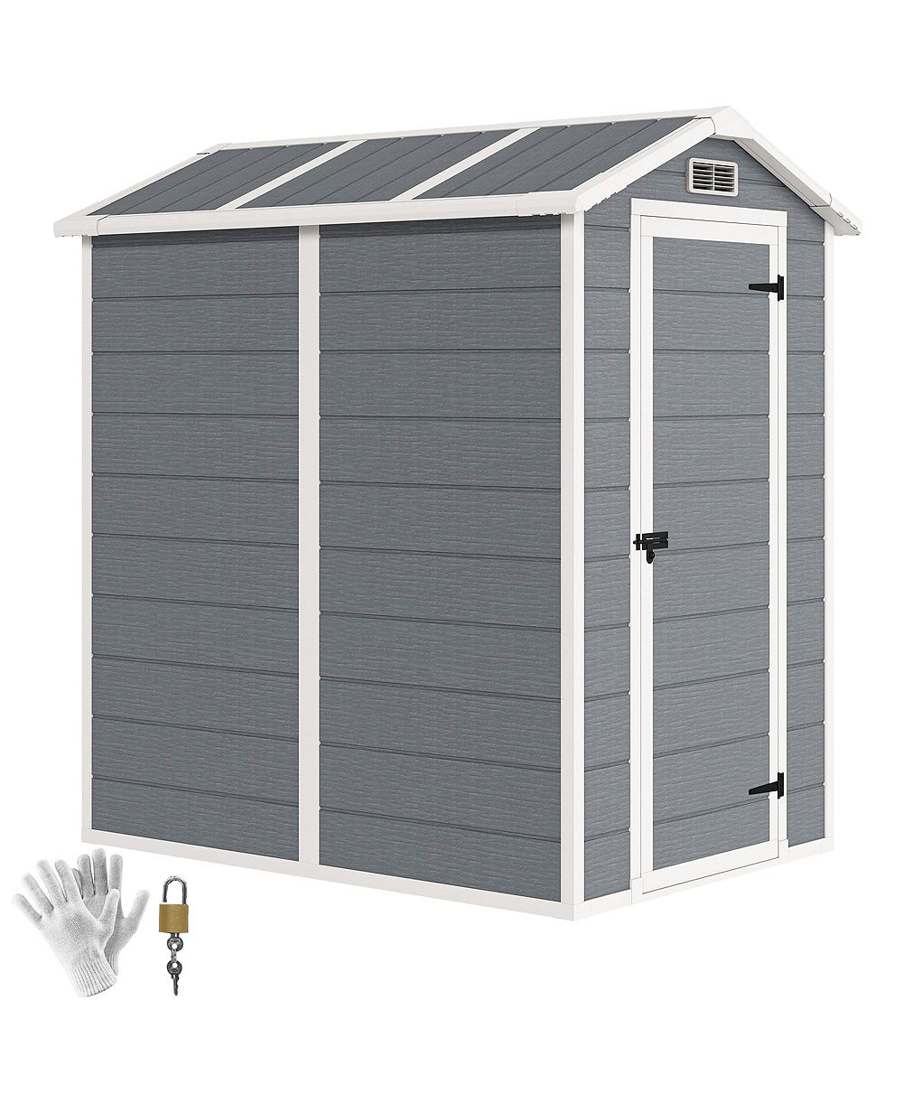 Уличный складской шкаф Outsunny 6' x 4', пластиковый шкаф с полом