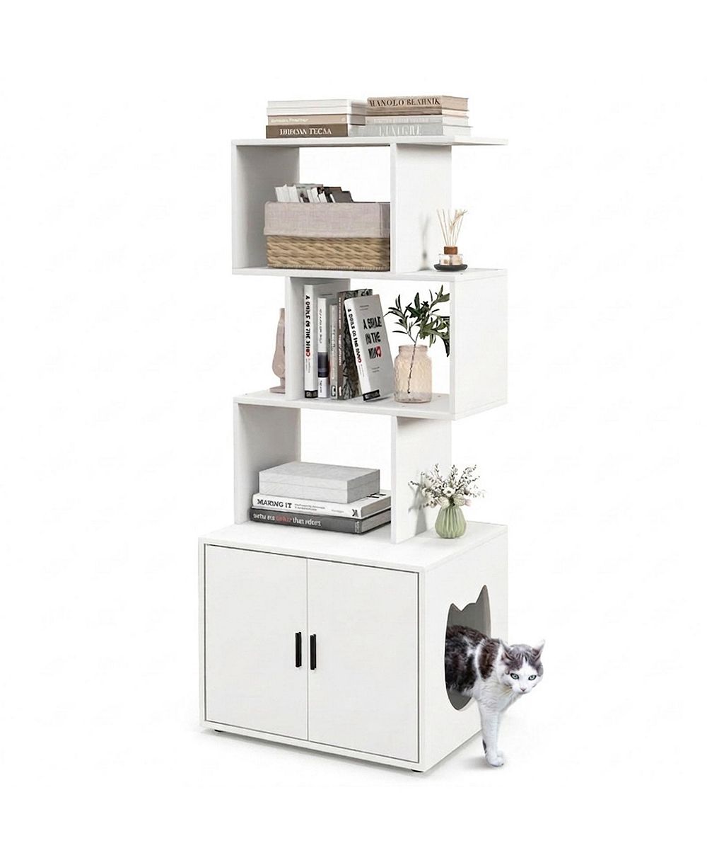 HONGGE 56 in Tall Cat Litter Box Enclosure with 3 Storage Shelves