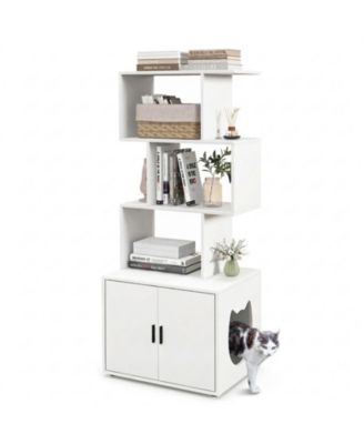 HONGGE 56 in Tall Cat Litter Box Enclosure with 3 Storage Shelves