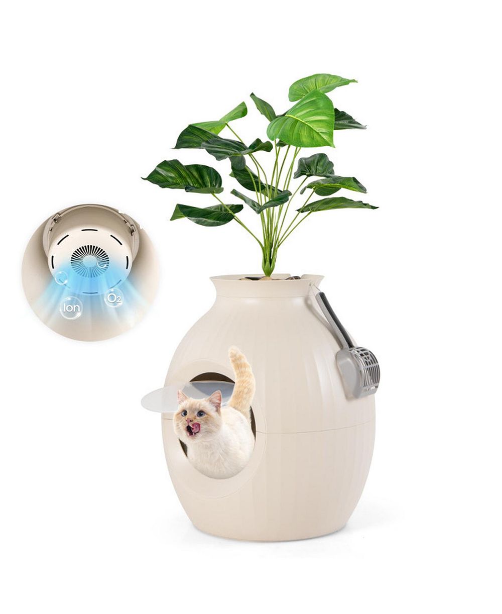 SUGIFT Smart Plant Cat Litter Box with Electronic Odor Removal and Sterilization