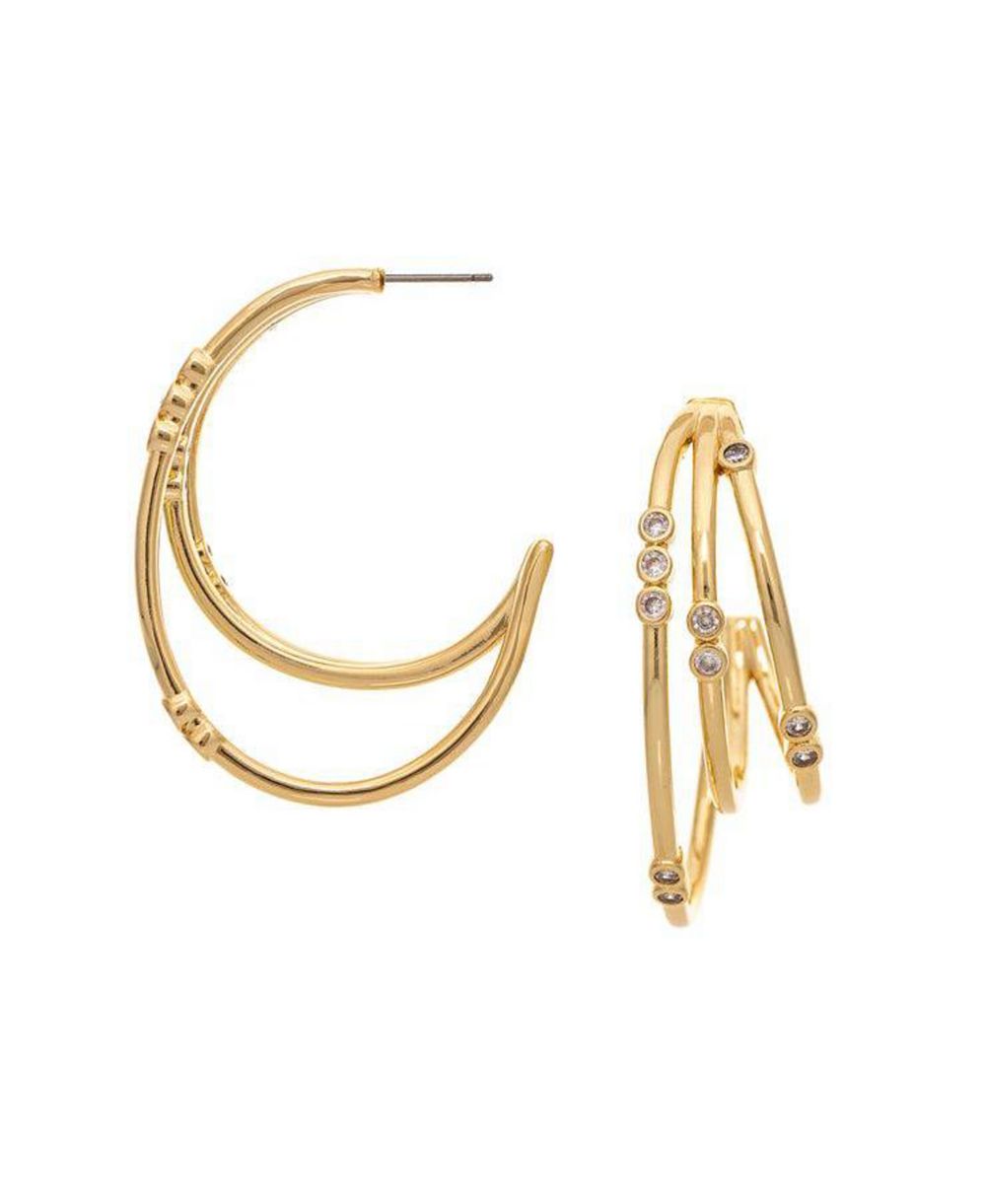 Серьги Rivka Friedman Multi Hoop с отделкой CZ, позолота 18K Gold