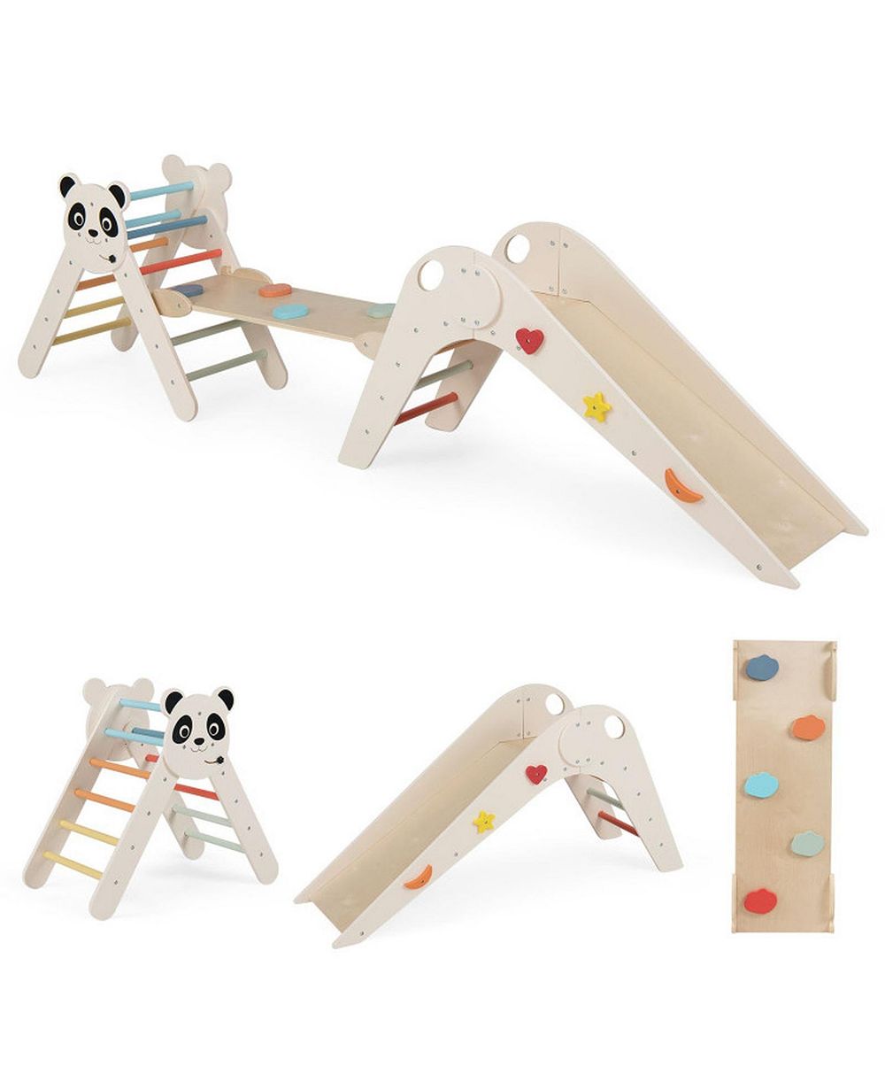 HONGGE Foldable Wooden Montessori-Style 3-Piece Climbing Set, Ages 3+