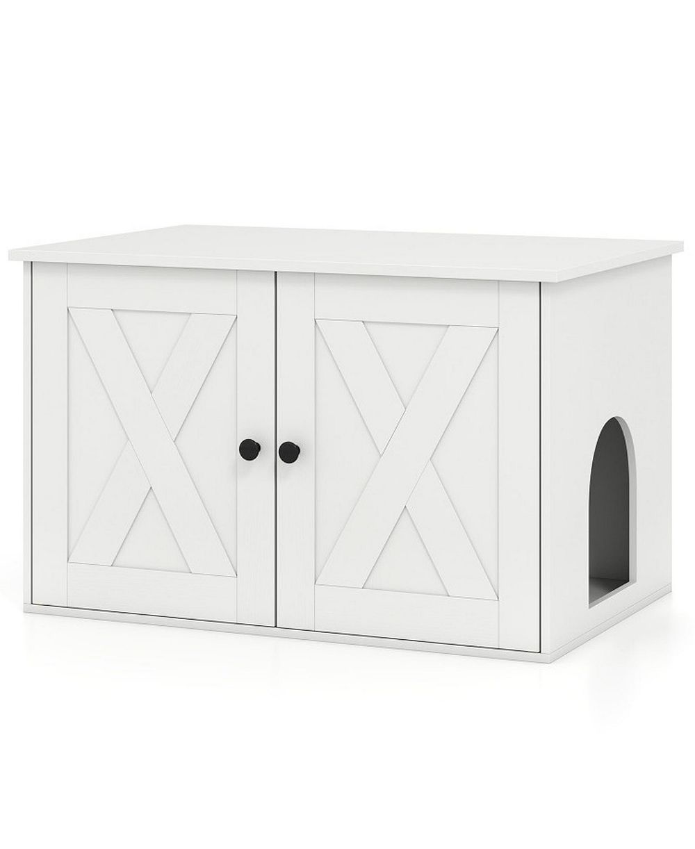 HONGGE Hidden Cat Litter Box Enclosure Coffee Table with Divider