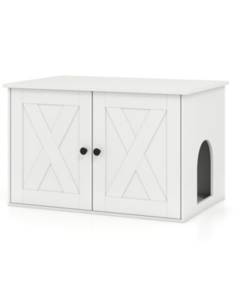 HONGGE Hidden Cat Litter Box Enclosure Coffee Table with Divider