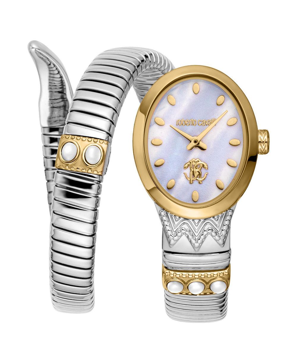 Женские наручные часы Roberto Cavalli Serpente Ornato Quartz Two Tone Stainless Steel Bracelet