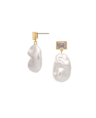Серьги Rivka Friedman 18K Gold Plated с имитацией пресноводного жемчуга и CZ