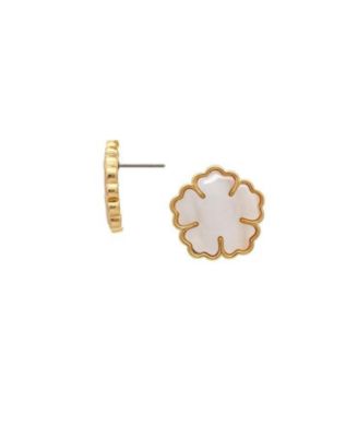 Серьги-гвоздики Rivka Friedman 18K Gold Plated Mother of Pearl Flower
