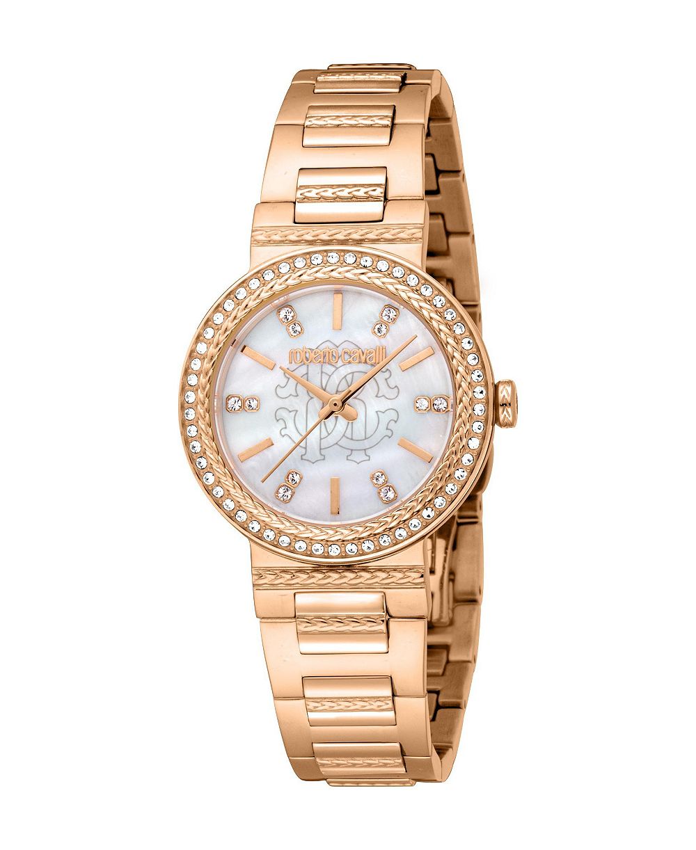 Roberto Cavalli Women's Glam Quartz IP Stainless Steel Bracelet Watch Женский