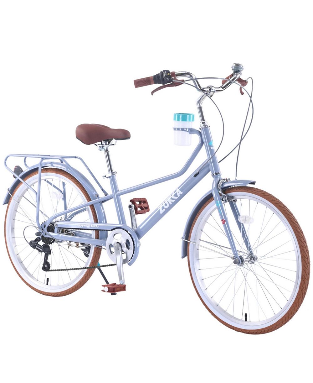 Велосипед ECHTPeak 24 Inch Cruiser Bike 6 Speed Step-Through Commuter с задним багажником и подстаканником