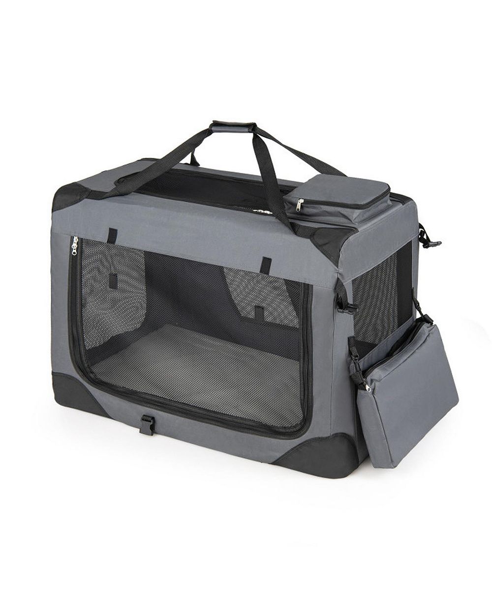 HONGGE Collapsible Soft-Sided Travel Dog Crate with Mesh Windows