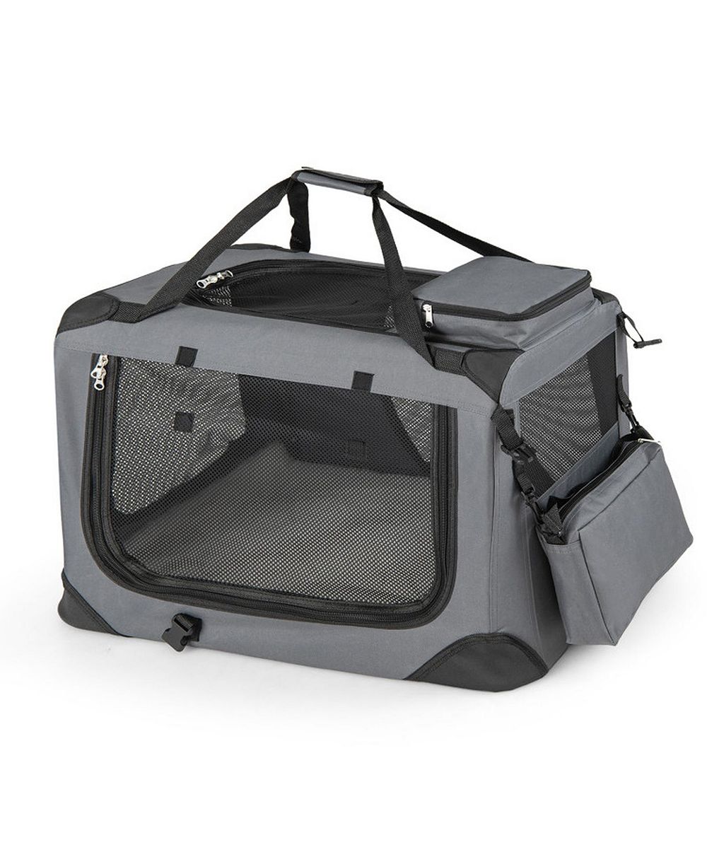 SUGIFT Collapsible Soft Dog Crate Travel Kennel With Mesh Windows and 3 Doors