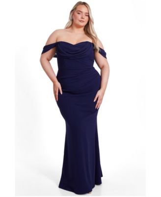 QUIZ Plus Size chiffon Bardot maxi платье