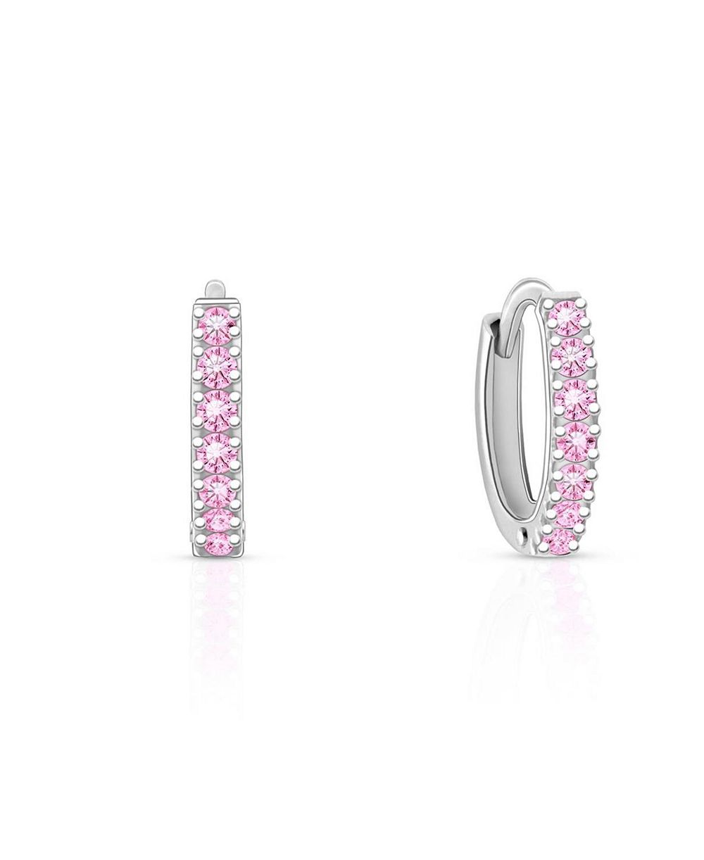 Серьги-кольца Tiny Blessings Sterling Silver Timeless Pave Pink Huggie