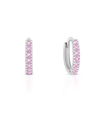 Серьги-кольца Tiny Blessings Sterling Silver Timeless Pave Pink Huggie