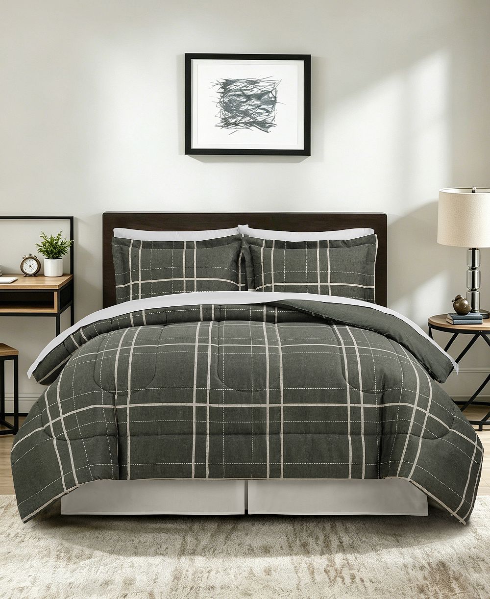 Macy's Annie Plaid Reversible Microfiber 8-Piece Comforter Sets