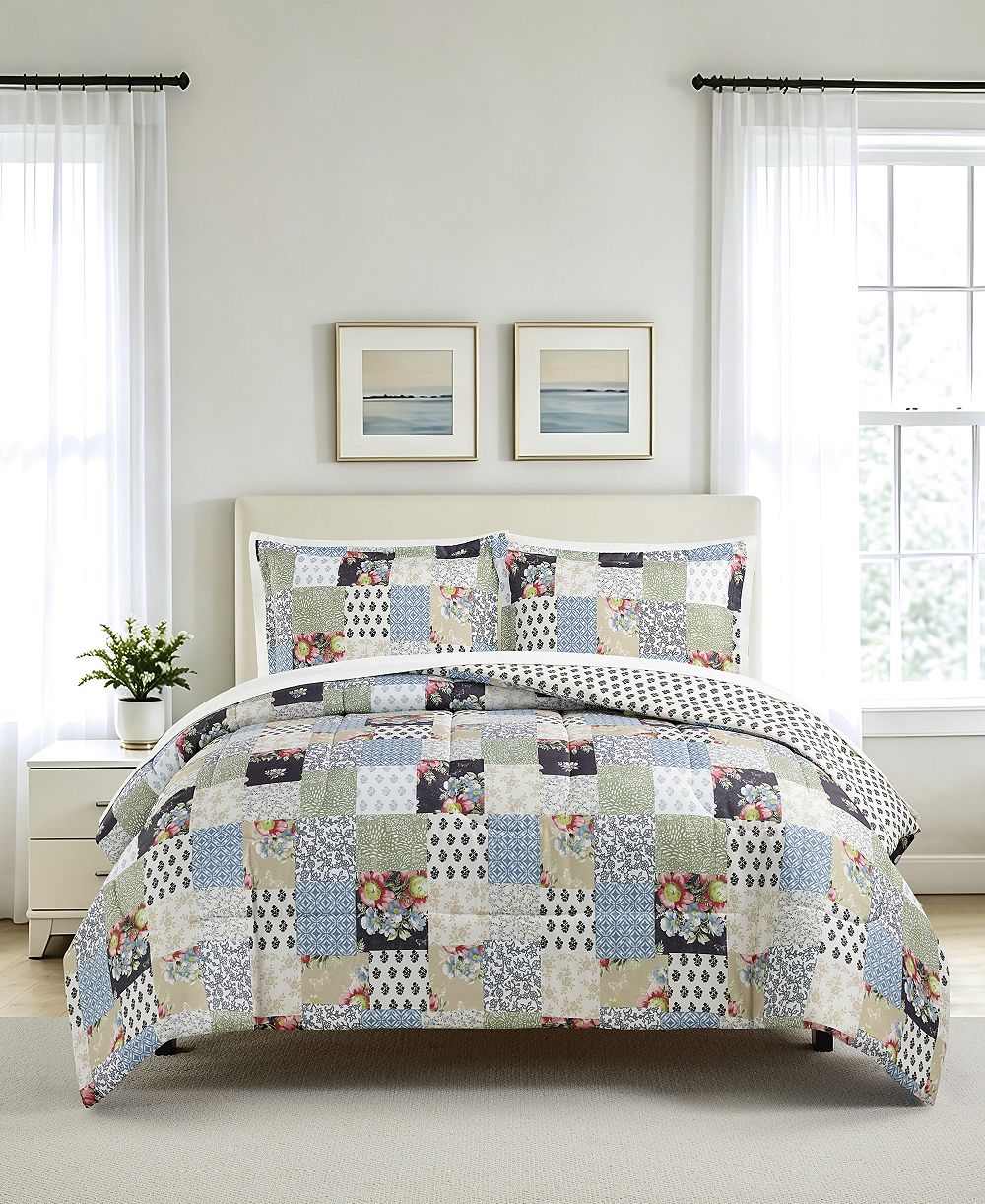 Комплект из 3 предметов Macy's Floral Patch Reversible Microfiber Comforter Sets