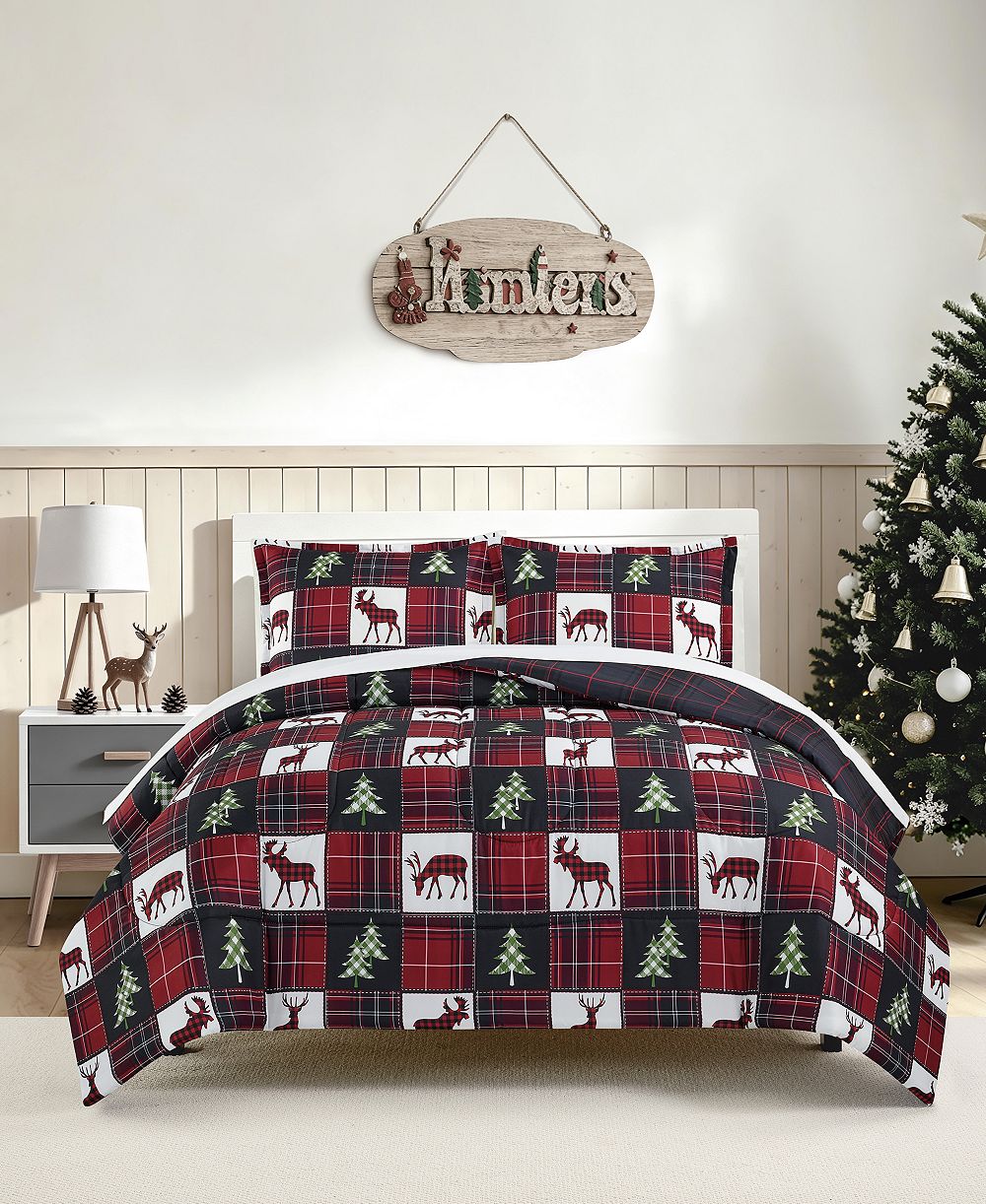 Macy's Deer Check Reversible Microfiber 3-Piece Comforter Sets