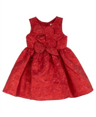 Rare Editions Toddler Girls' 2T-4T Textured Floral Jacquard 3D-Flower Appliqué Fit & Flare Dress