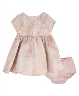 Rare Editions Baby Girls' Embroidered Brocade Dress with Bloomers