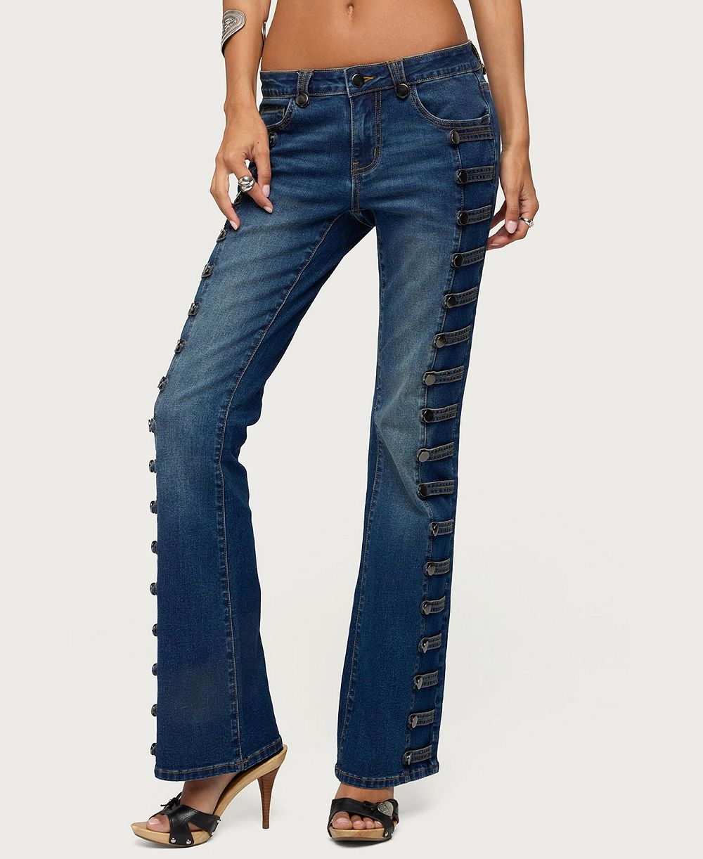 Женские джинсы Edikted Button Loop Low-Rise Bootcut, 32" Inseam