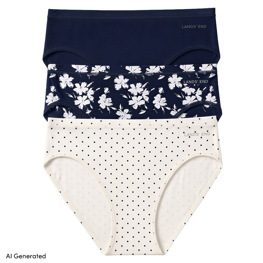 Lands' End True Solutions Light Weight Microfiber Basics Bikini Low-Rise Panty, 3-Pack