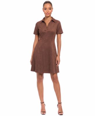 Maggy London Women's Fit and Flare Short-Sleeve V-Neck Mini Dress