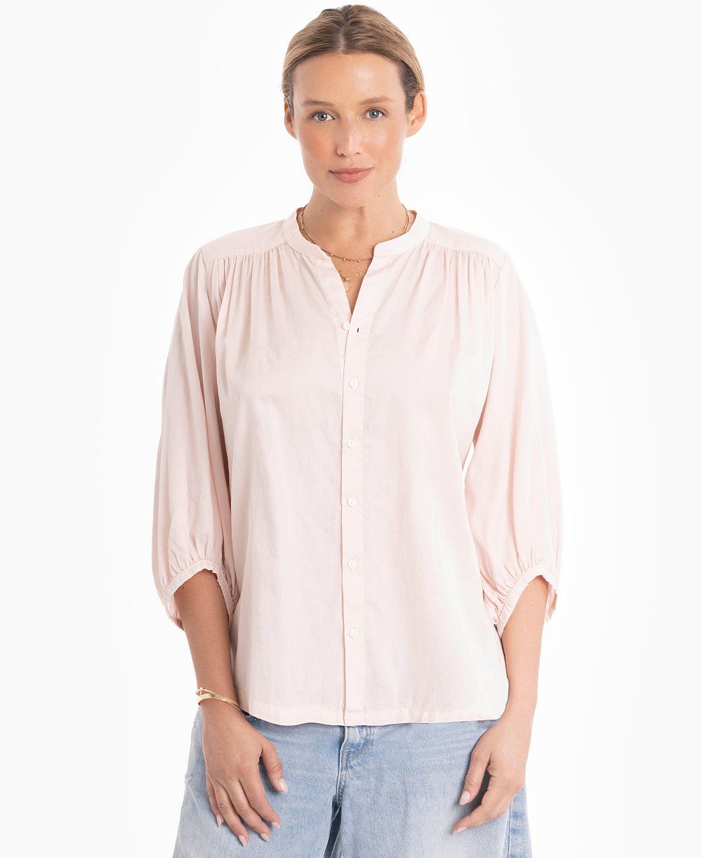 Женский топ Ocean+Main 3/4-Length Sleeve Button-Front Peasant