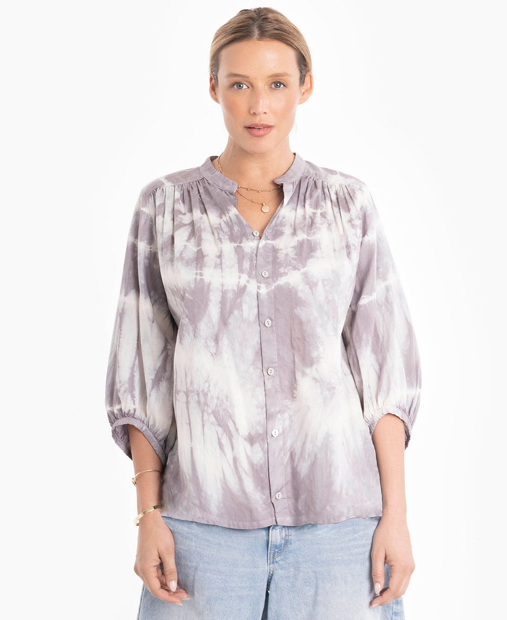 Женский топ Ocean+Main Tie-Dye Button-Front Peasant