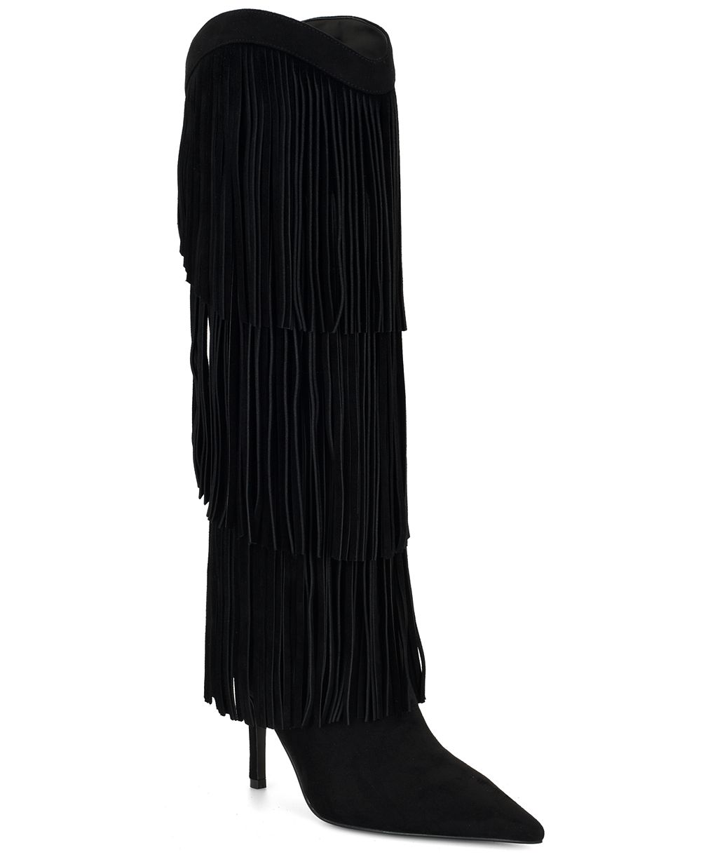 Женские высокие ботильоны Nine West Genviv из замши с бахромой на шпильке