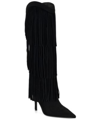 Женские высокие ботильоны Nine West Genviv из замши с бахромой на шпильке