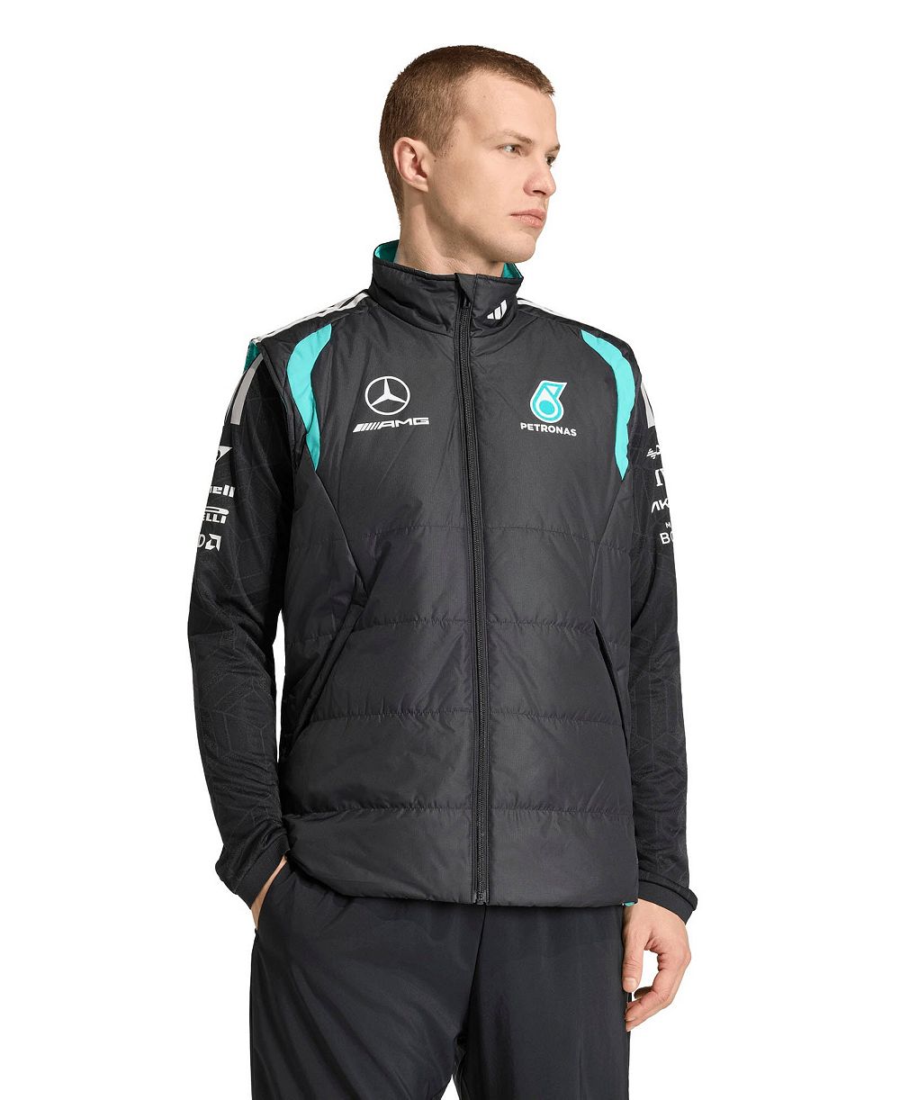Adidas Men's Black Mercedes-AMG Petronas F1 Team Full-Zip Mechanics Vest