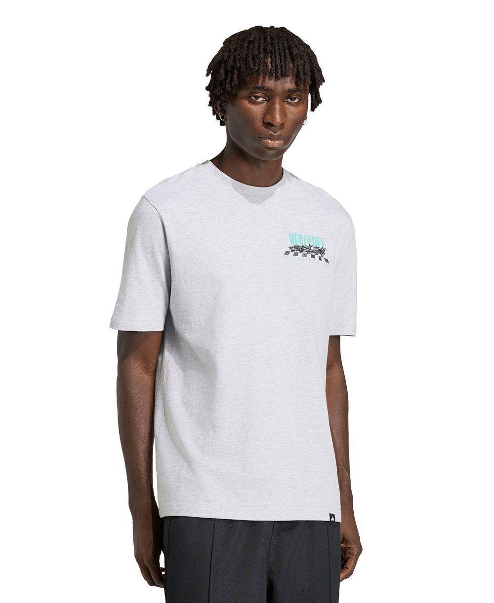 Мужская футболка Adidas Heather Gray Mercedes-AMG Petronas F1 Team Angled Graphic