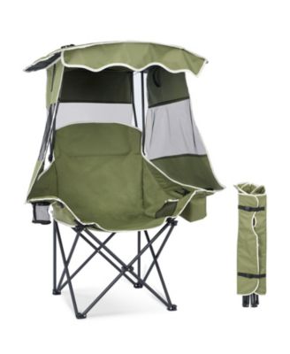Mooncool Beach Chair with Canopy Shade Portable Folding Camping Chair with Cooler Bag and Cup Holder