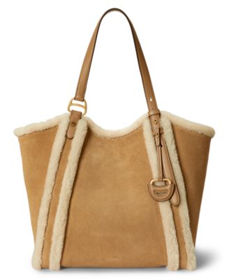 Lauren Ralph Lauren сумка-тоут из замши с отделкой из овчины, размер extra-large
