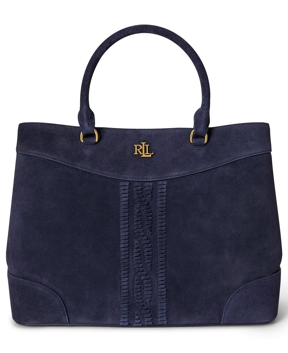 Lauren Ralph Lauren Marcy Suede Cable-Embossed Large Satchel Bag