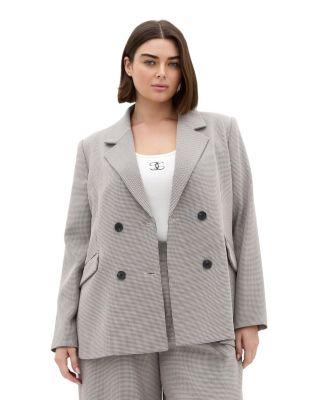 CITY CHIC Plus Size Hailey Check Double-Breasted Houndstooth Blazer