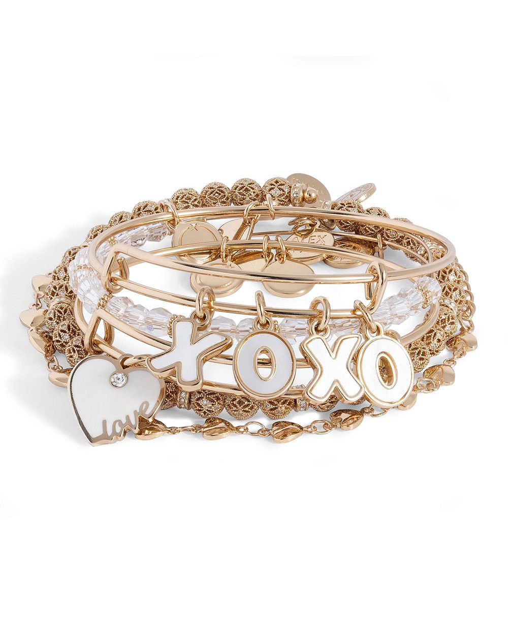 Набор из 5 браслетов Alex and Ani Love XOXO