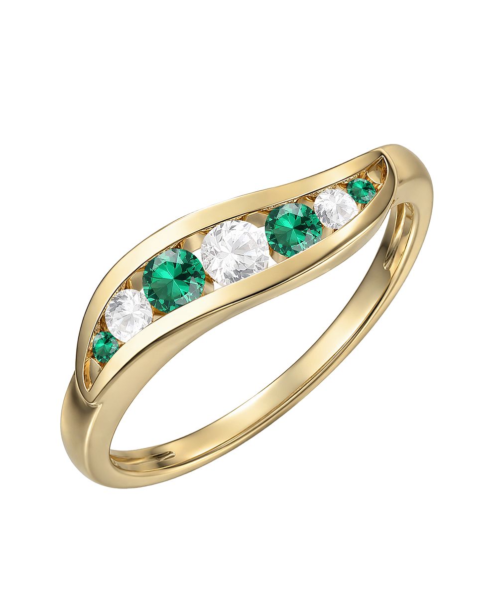 Macy's Lab-Grown Ruby (1/4 ct. t.w.) & Lab-Grown Diamond (1/6 ct. t.w.) Ring in 14k Yellow Gold (Also available in Lab-Grown Emerald and Lab-Grown Sapphire)
