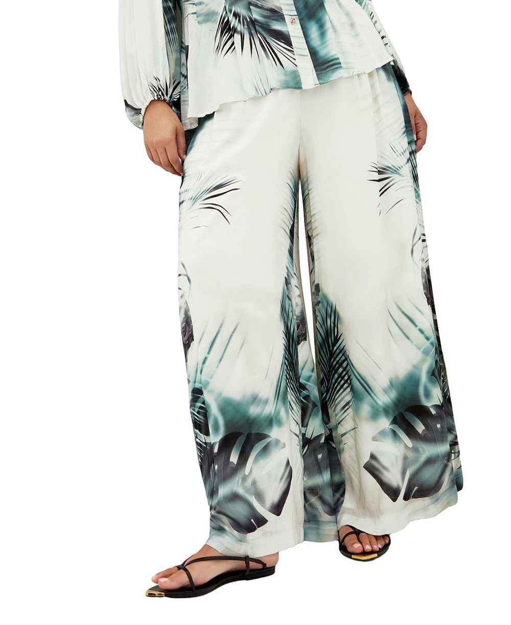 CITY CHIC Plus Size Piper Palm Print Wide Leg Pant