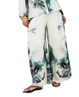 CITY CHIC Plus Size Piper Palm Print Wide Leg Pant