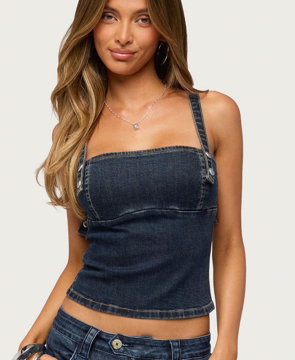 Edikted Женский топ Koto Sleeveless Square Neck Denim