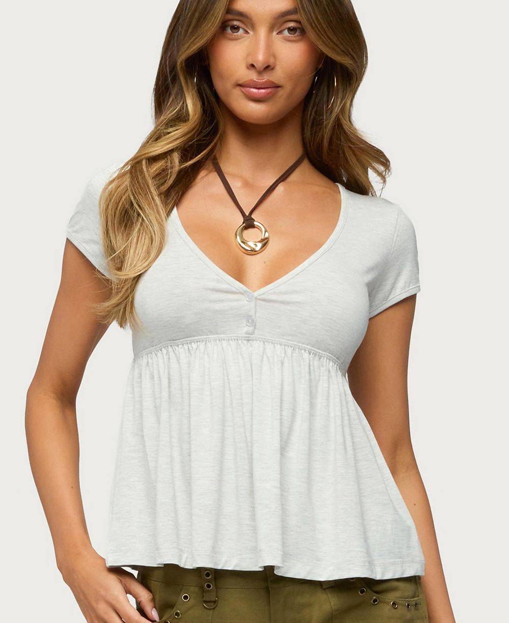 Женский топ Edikted Chere V-Neck Ruched-Bust Babydoll