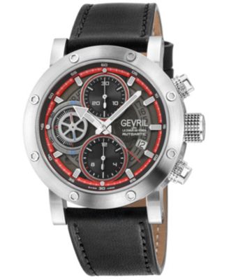 Gevril Men's Swiss Made Flat Iron Swiss Automatic  Italian Leather Strap Watch