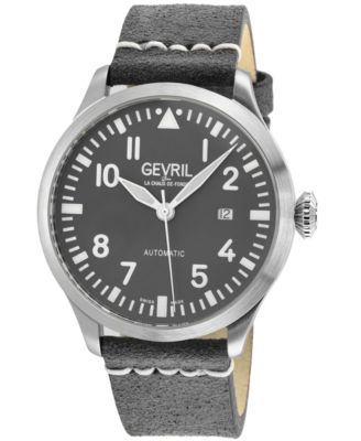 Gevril Men's Swiss Made Vaughn Swiss Automatic Italian Leather Strap Watch