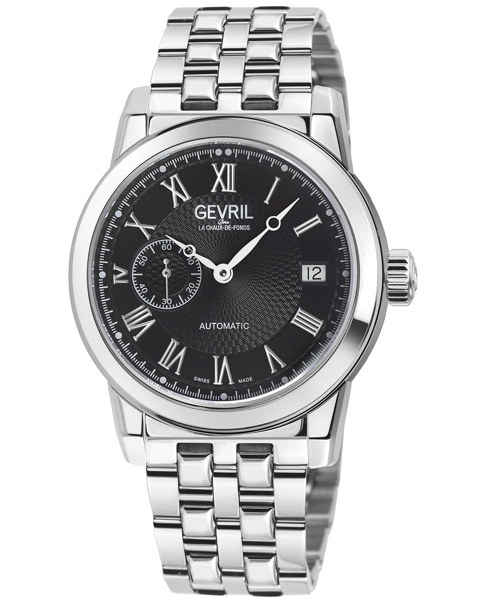Gevril Men's Swiss Made Madison Swiss Automatic Silver Stainless Steel Bracelet Watch