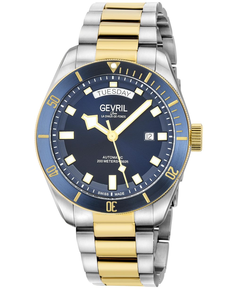 Gevril Men's Swiss Made Yorkville Swiss Automatic Two tone Stainless Steel Bracelet Watch