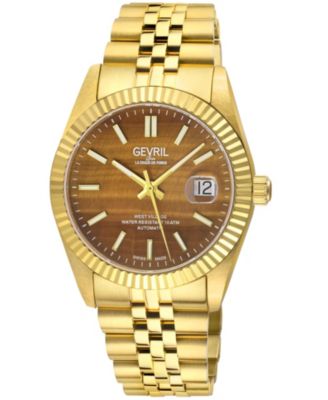 Gevril Men's Swiss Made West Village Swiss Automatic IP Stainless Steel Bracelet Watch