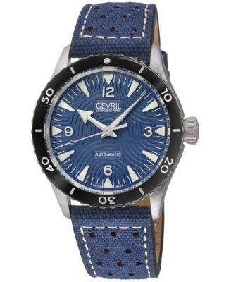 Gevril Men's Swiss Made Franklin Swiss Automatic  Italian Leather with canvas Strap Watch