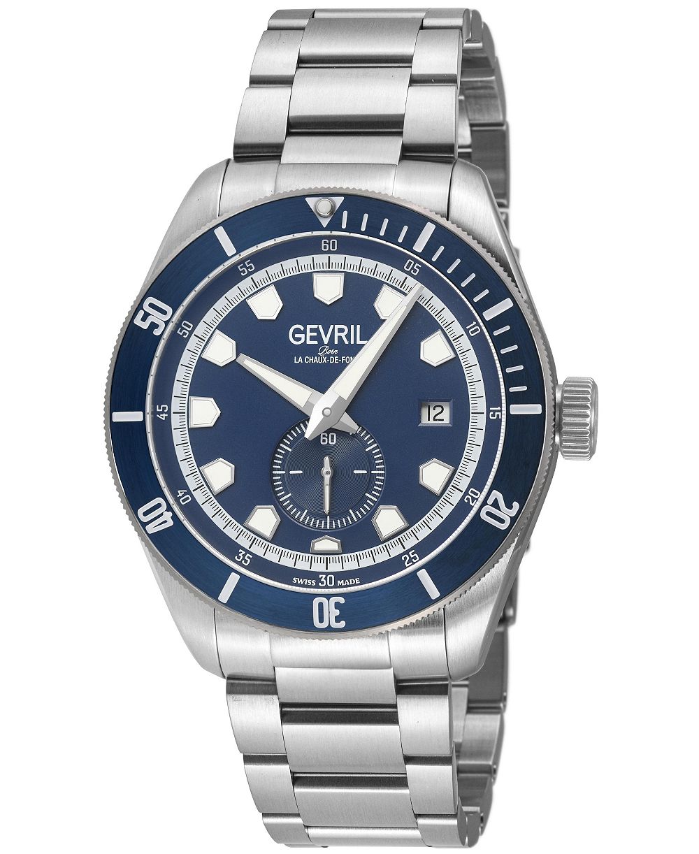 Gevril Men's Swiss Made Yorkville Swiss Automatic Silver Stainless Steel Bracelet Watch